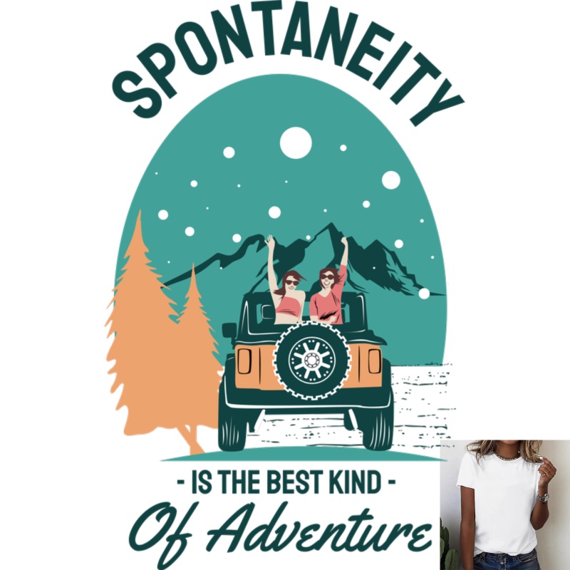 Outdoor Adventure Girl - Naklejka termotransferowa z białym tuszem, motyw