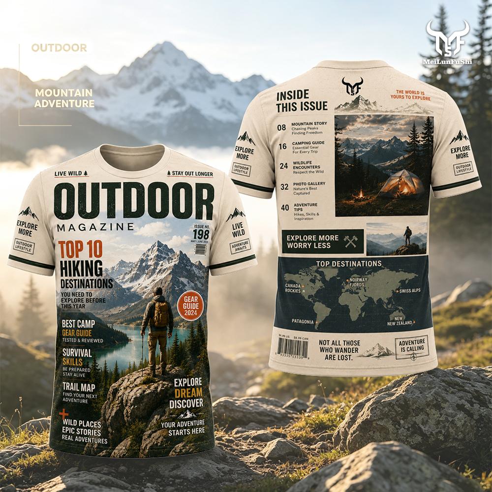 Koszulka z nadrukiem w stylu m – Outdoor Adventure Magazines recenzja i cena